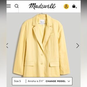 The Oversized Blazer in 100% Linen Size XXS Color Light Straw